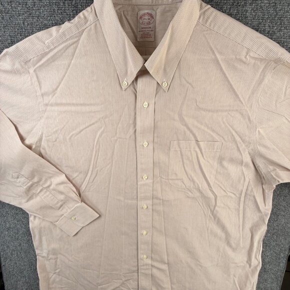 Brooks Brothers Non Iron Button Up Shirt Men Striped 17.5 34 Madison Supima - Picture 2 of 16